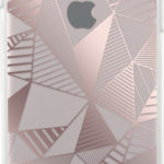 Coque semi-rigide transparente (trianges rose-dorés) – Packshot